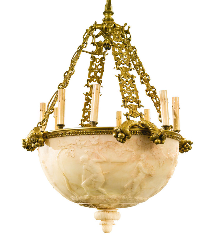 Gilt Bronze and Alabaster Chandelier by Edward F. Caldwell