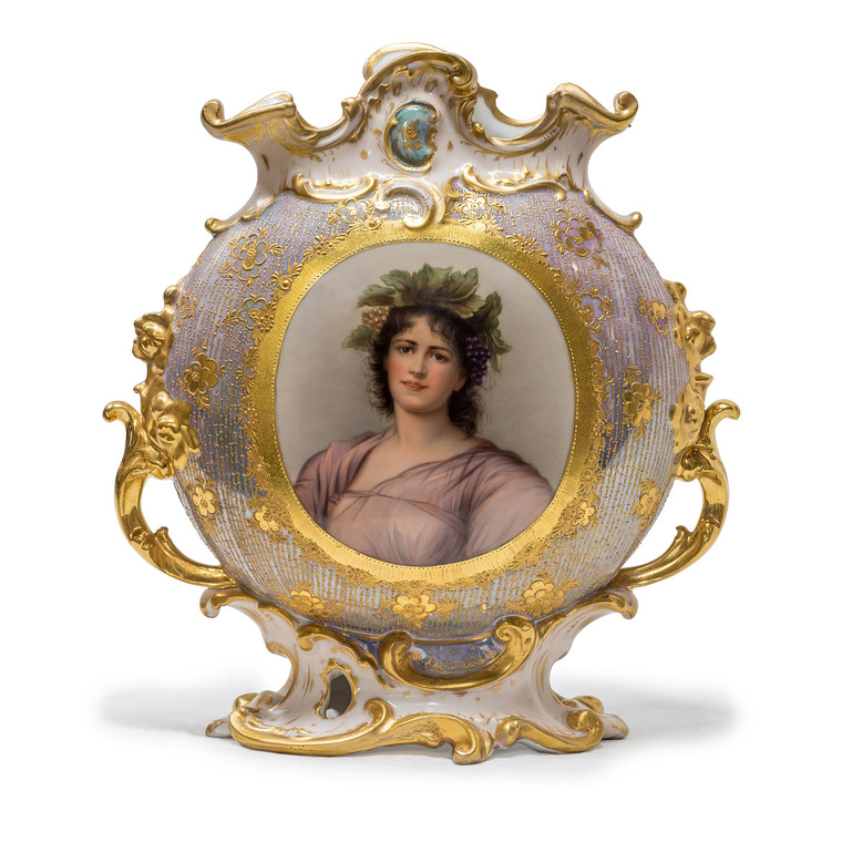 A Fine Quality Royal Vienna Porcelain Hand Painted Portrait Vase by ‘Wagner’