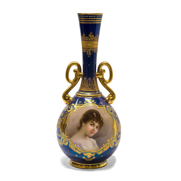 A Fine Quality Royal Vienna Porcelain Hand Painted Portrait Vase 