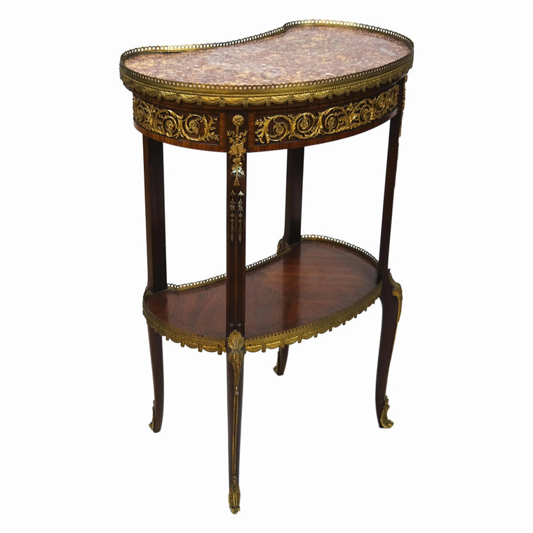 A Fine Louis XVI-Style Ormolu Mounted Kidney-Shaped Side Table
