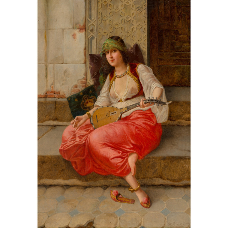 Fine Orientalist Painting of a Harem Girl by Vincent Stiepevich