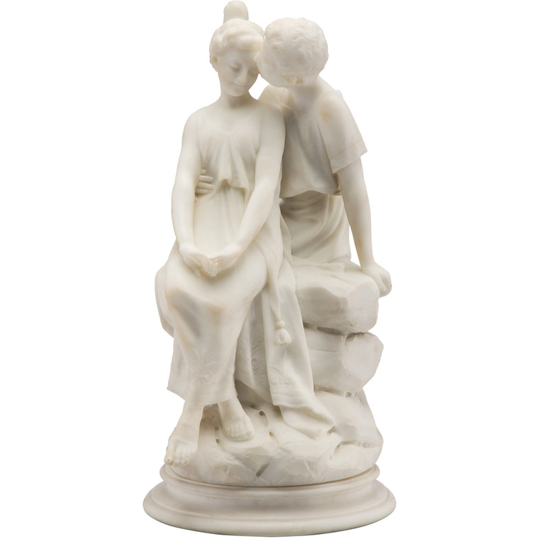 Fine Italian White Marble Sculpture of Lovers by F. Vichi