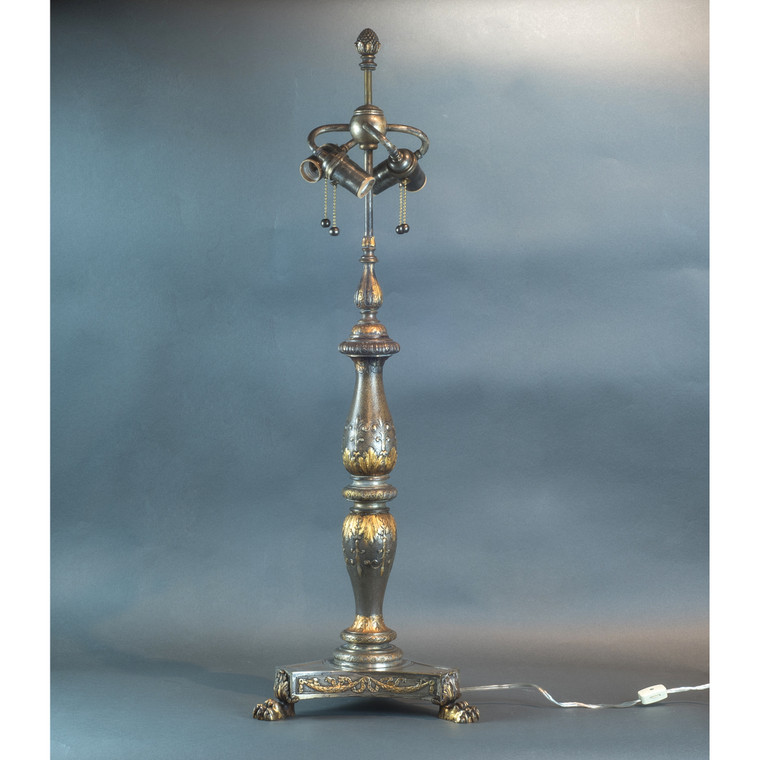 A Charming Renaissance-Style Gilt and Silver Patinated Bronze Table Lamp Attrib. Caldwell