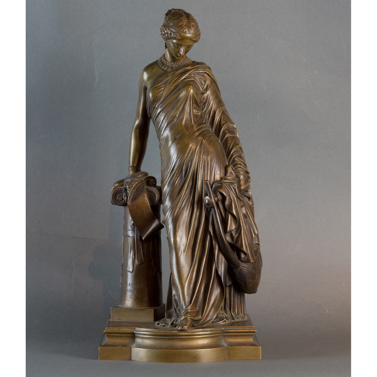 Exquisite Female Figural Bronze Statue 