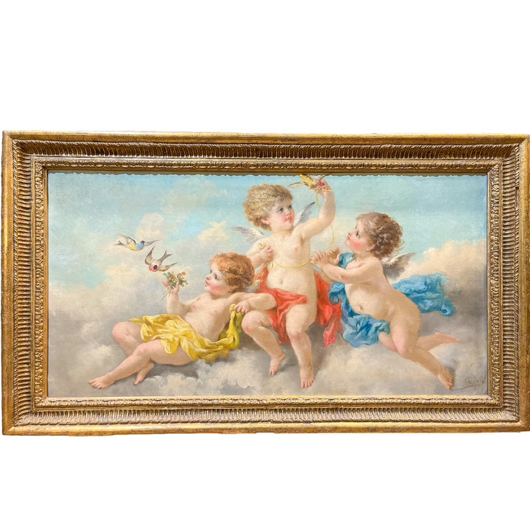 Oil Painting of Three Cherubs 