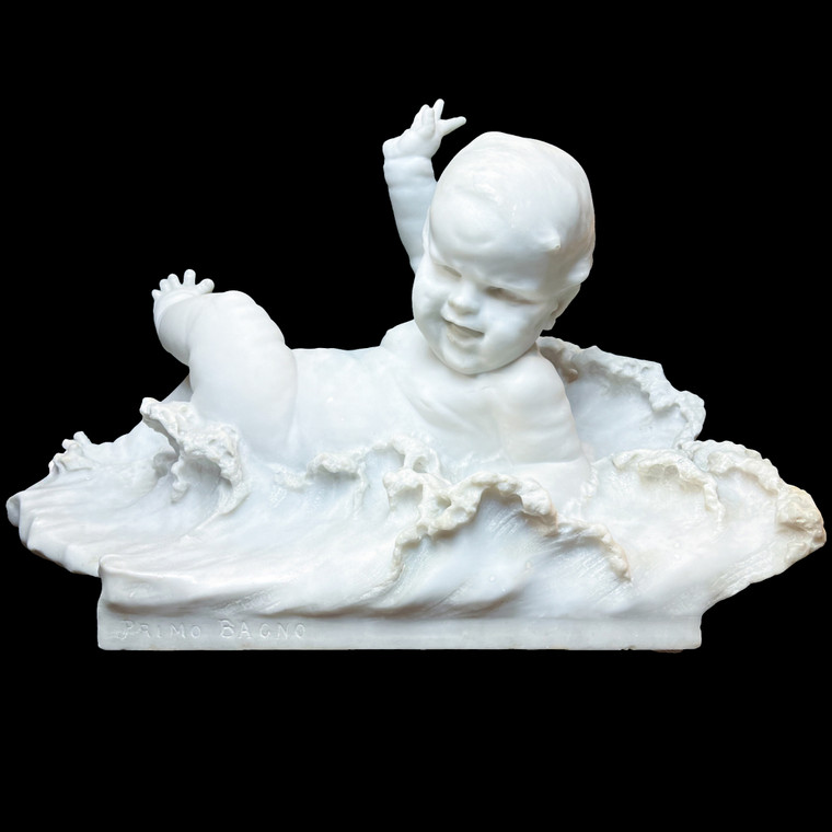 "Primo Bagno"  marble figural statue by Felice Carselli