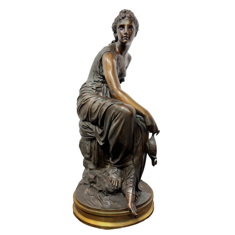 "La Nuit" Bronze Female Figural Statue of Psyche by Etienne Henry Dumaige (1830-1888) 