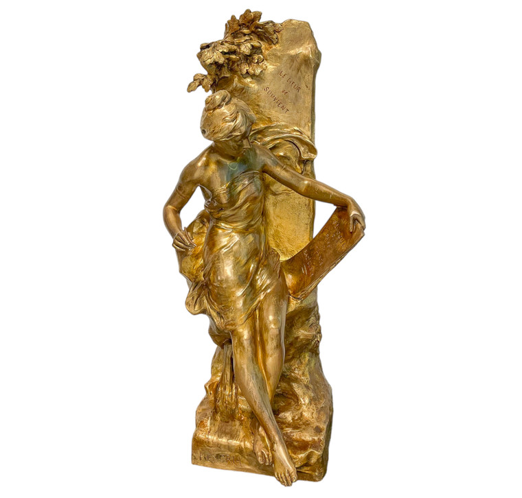 Patinated Bronze "Memoria"  Female Figural Statue 