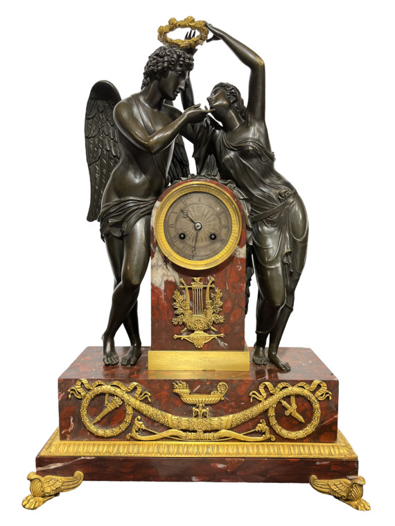 The Coronation of Love, Bronze and marble figural Clock