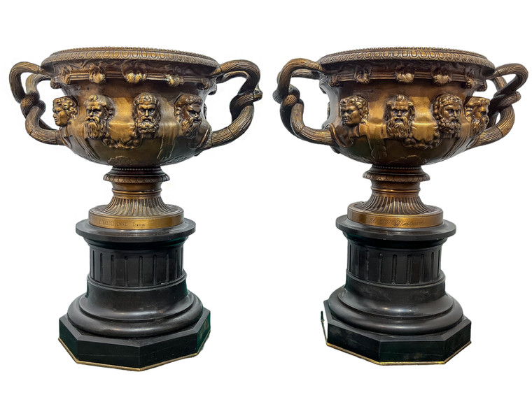 Pair of Victorian Bronze  Warwick vases by the Barbedienne 