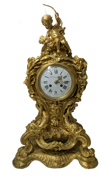 Fine gilt bronze  Mantel Clock Att .F Linke