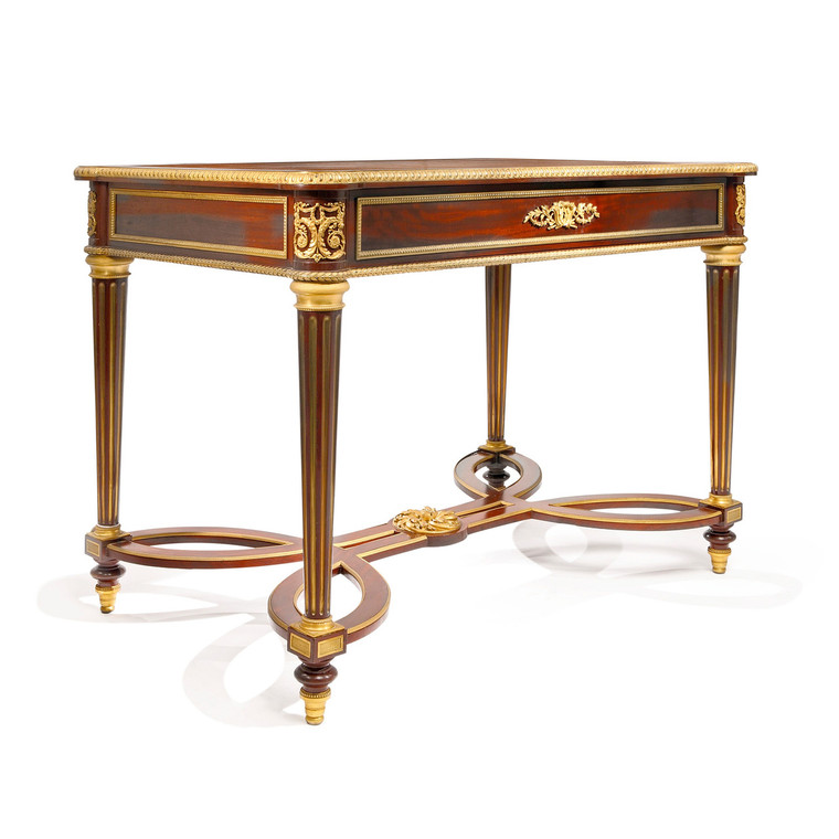 French Mahogany Writing Table with Gilt Bronze Mounting