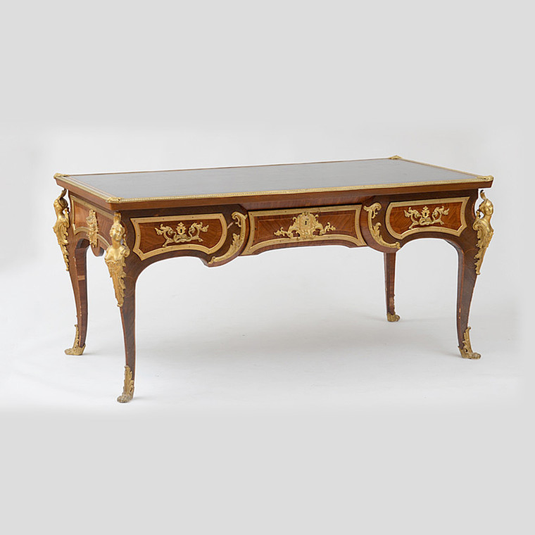 Régence Style Ormolu Mounted Kingwood and Satinwood Parquetry Writing Table