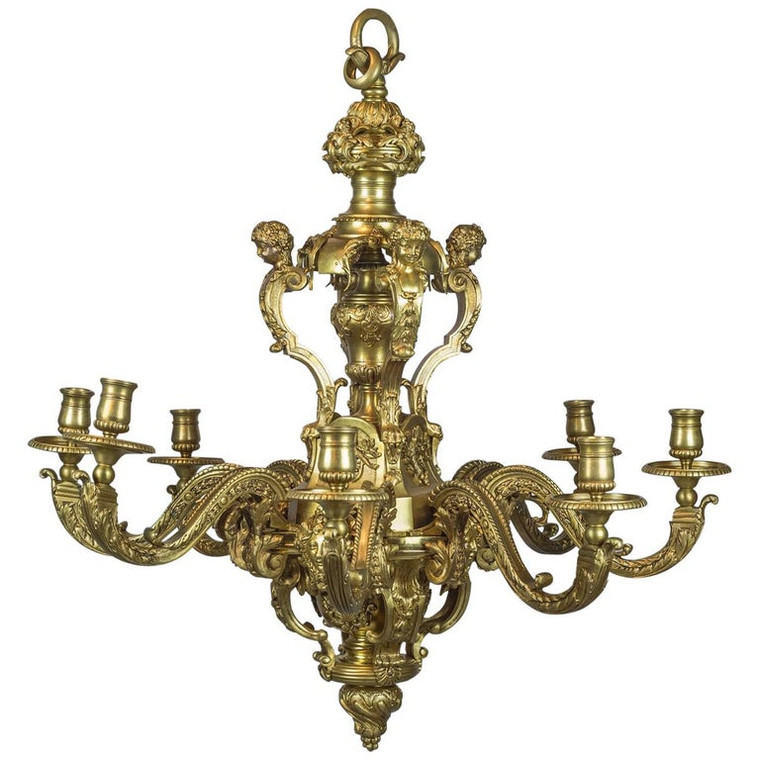 An Exceptionally Stunning, High Quality of Regence Style Gilt-Bronze, Eight-Light Chandelier