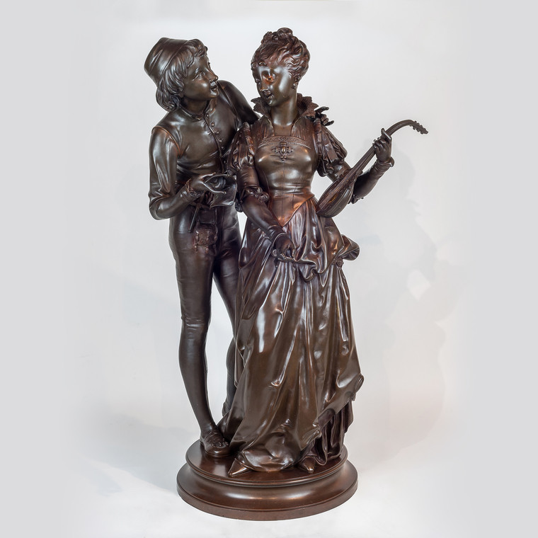 A Fine Quality Patinated Bronze Figures of Two Lovers by Vincent Desire Faure de Brousse