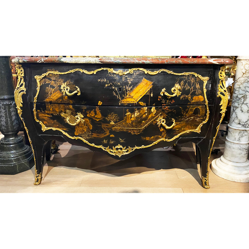 A Louis XV Style Gilt-Bronze Mounted Lacquer Commode attributed to