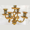 French Champleve gilt bronze and light blue champleve enamel clock set