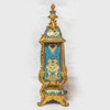 French Champleve gilt bronze and light blue champleve enamel clock set