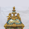 French Champleve gilt bronze and light blue champleve enamel clock set