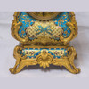 French Champleve gilt bronze and light blue champleve enamel clock set