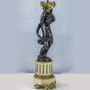 Pair of French Patinated Bronze and Gilt Metal Figural Lamps