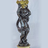 Pair of French Patinated Bronze and Gilt Metal Figural Lamps
