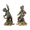 Pair of Gilt and Patinated Bronze Cupid Figural Sculptures