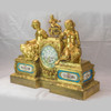 Figural Gilt Bronze Mantel Clock Three-piece Garniture