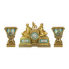 Figural Gilt Bronze Mantel Clock Three-piece Garniture