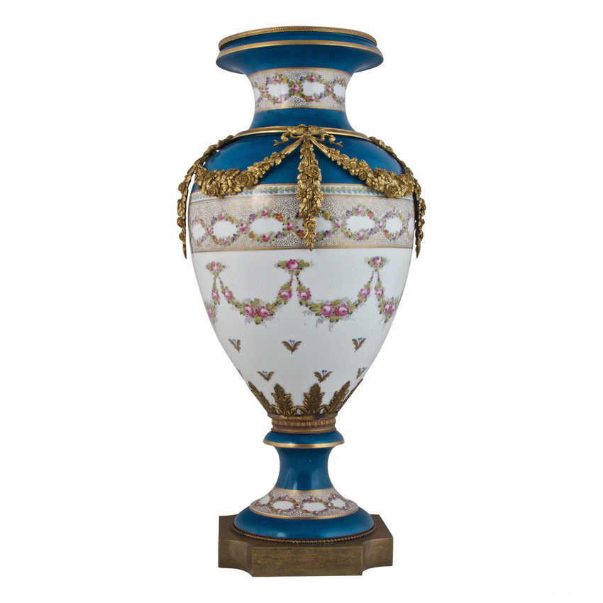 A Fine Quality Sèvres-style Ormolu-Mounted Sevres Porcelain Bleu