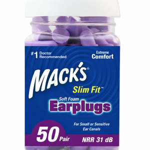 Mack's Slim Fit Smaller Soft Foam Ear Plugs (NRR 31) (Bottle of 50 Pairs)