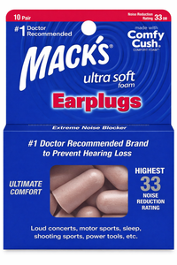 Mack's Ultra Soft Foam Ear Plugs (NRR 33) (10 Pairs)