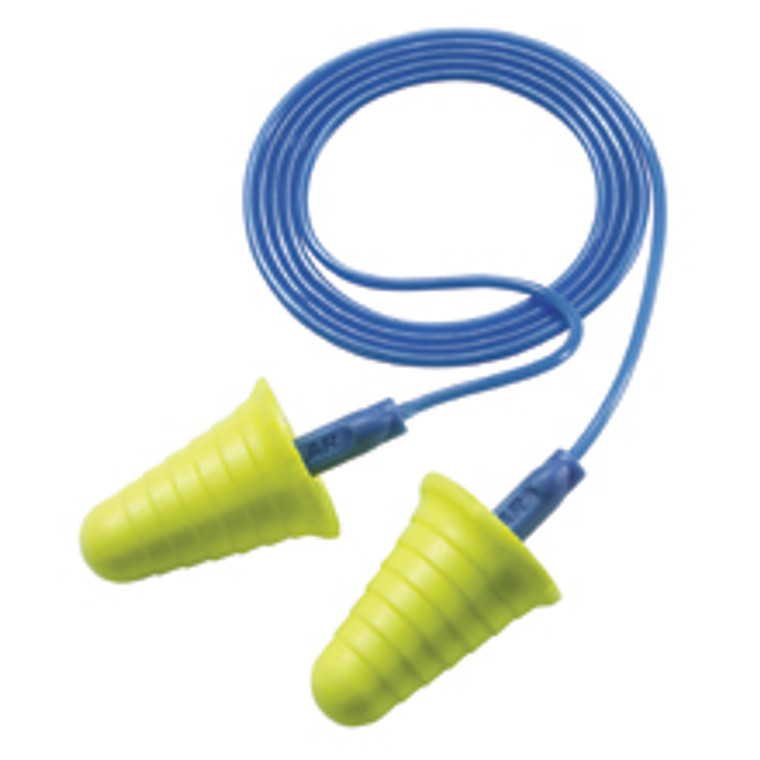 E-A-R Push-Ins With Grip Rings No-Roll Foam Ear Plugs Corded (NRR 30) (Box of 200 Pairs)