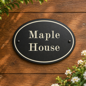Slate Oval House Sign with Border
