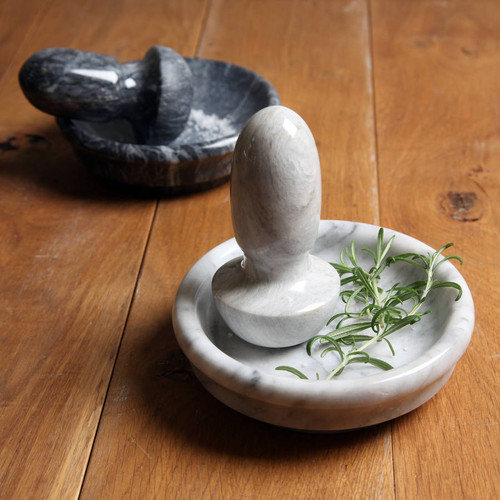 Marble Flat Pestle & Mortar