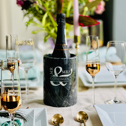 Personalised Wedding Marble Wine and Champagne Cooler