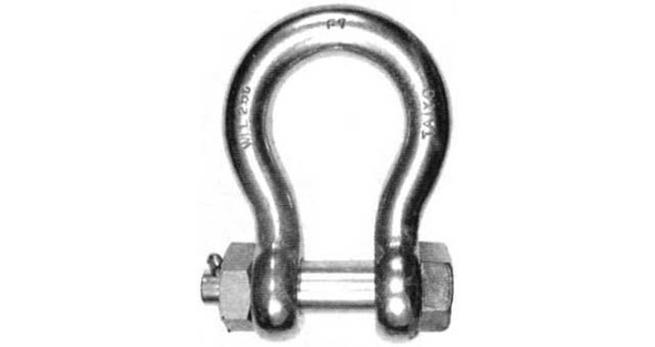 IMPA 233571 BOW SHACKLE HEX.HEAD + cert 9x10x19mm ST.STEEL 0,6 ton