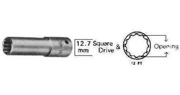 IMPA 610376 WRENCH DEEP SOCKET 10mm Square Drive 1/2" TRANSTIME