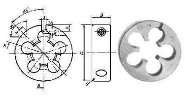 IMPA 632007 ROUND DIE carbon steel  BSP  3/4" x 14