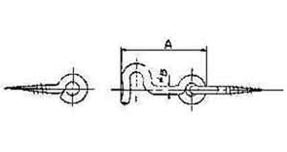 IMPA 696663 GATE HOOK & EYE 50mm STEEL ZINC PLATED