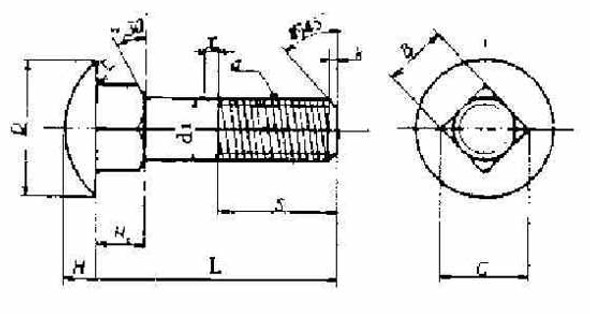 IMPA 691001 CAP HEAD SQUARE NECK BOLT WITH NUT M6x80  STEEL ZINC