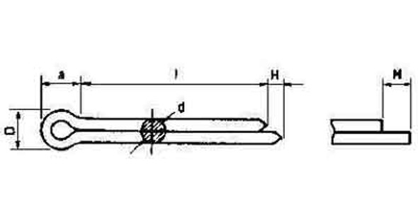 IMPA 695801 SPLIT PIN 5,0x 50mm DIN 94-STEEL ZINC PLATED