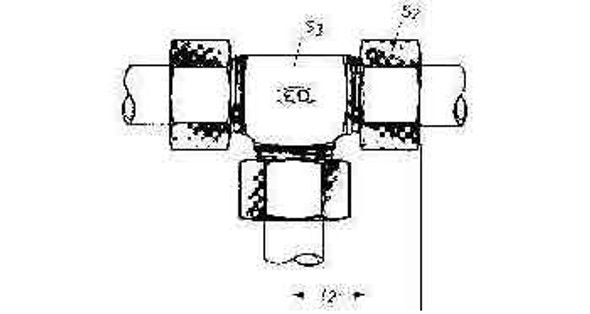 IMPA 734486 COMPRESSION TEE UNION STEEL for tube 6mm (S)