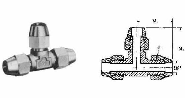 IMPA 733772 FLARED TEE UNION BRASS for tube 8mm