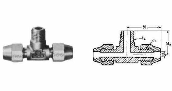 IMPA 733792 FLARED MALE BRANCH TEE BRASS 1/4" x BSP 1/4"