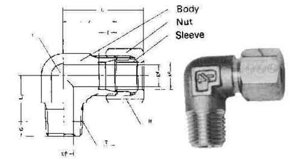 IMPA 734081 FLARELESS MALE ELBOW BRASS 4mm x BSP 1/8"