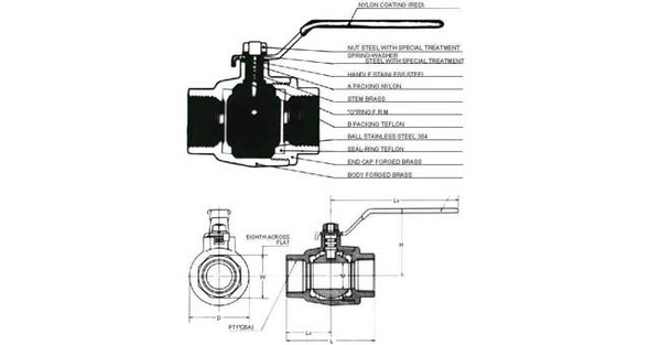 IMPA 752402 BALL VALVE BRASS female threaded BSP 1/2"