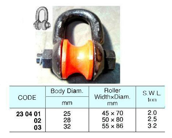 IMPA 230402 ROLLER SHACKLE body 28mm roller 50x74mm- 4 ton+cert.