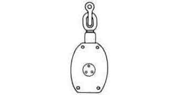 IMPA 231616 WOODEN BLOCK 1-SHEAVE 8" 20mm SWIVEL EYE & SHACKLE