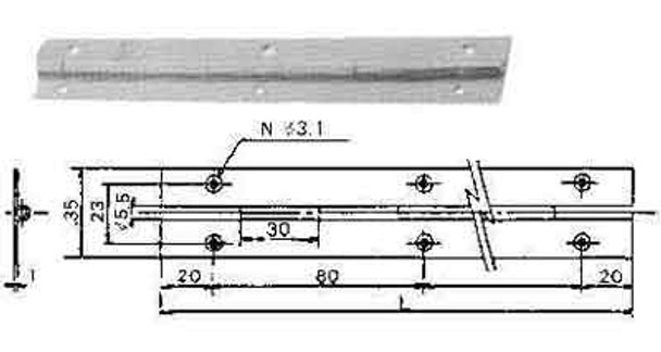 IMPA 490419 mtr. PIANO HINGE width 40mm BRASS   for small cabinet